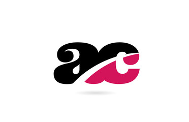 ac a c pink and black alphabet letter combination logo icon design