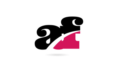 af a f pink and black alphabet letter combination logo icon design