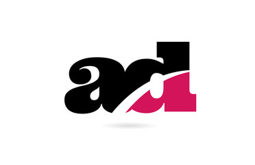 ad a d pink and black alphabet letter combination logo icon design