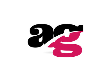 ag a g pink and black alphabet letter combination logo icon design