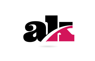 ak a k pink and black alphabet letter combination logo icon design
