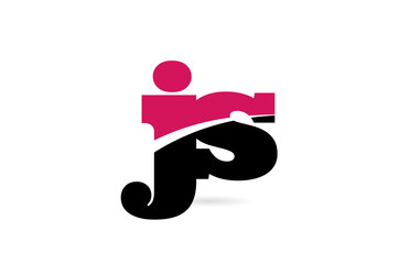 js j s pink and black alphabet letter combination logo icon design