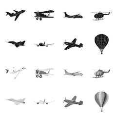 Obraz premium Isolated object of plane and transport icon. Set of plane and sky stock symbol for web.