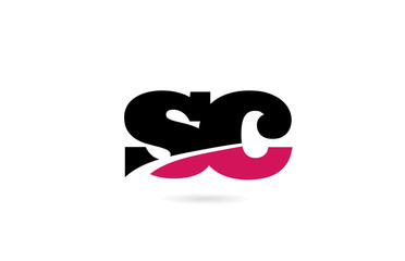 sc s c pink and black alphabet letter combination logo icon design - obrazy, fototapety, plakaty