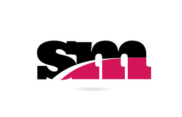 sm s m pink and black alphabet letter combination logo icon design