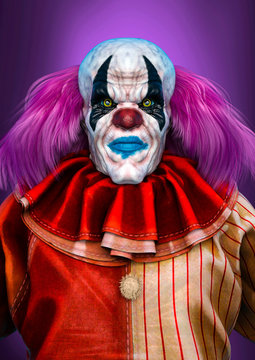 Bad And Ugly Clown In A Horror Portrait