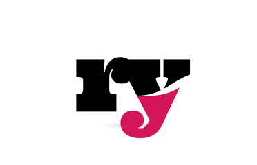 ry r y pink and black alphabet letter combination logo icon design - obrazy, fototapety, plakaty