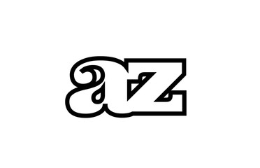 connected az a z black and white alphabet letter combination logo icon design