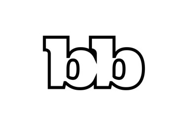 connected bb b b black and white alphabet letter combination logo icon design