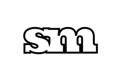 connected sm s m black and white alphabet letter combination logo icon design