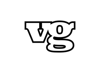 connected vg v g black and white alphabet letter combination logo icon design