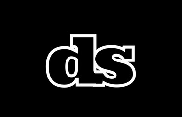 connected ds d s black and white alphabet letter combination logo icon design