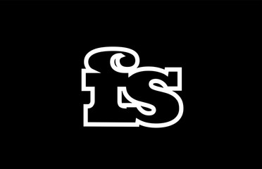 connected fs f s black and white alphabet letter combination logo icon design