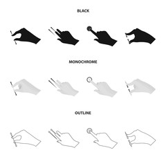 Vector illustration of touchscreen and hand icon. Collection of touchscreen and touch vector icon for stock.