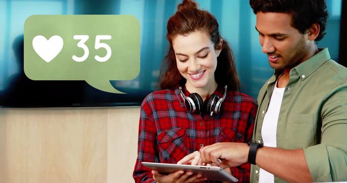 Two people checking on a tablet 4k