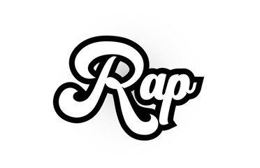 black and white Rap hand written word text for typography logo icon design