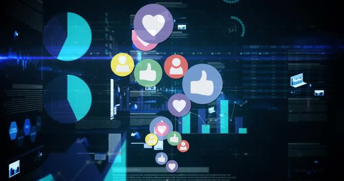 Social media icons with program codes 4k