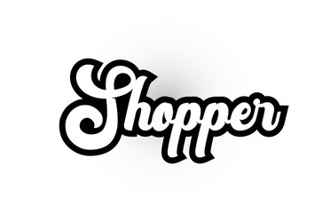 black and white Shopper hand written word text for typography logo icon design