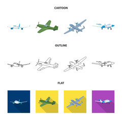 Vector design of plane and transport symbol. Set of plane and sky stock vector illustration.