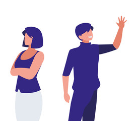 Obraz premium business couple avatars characters