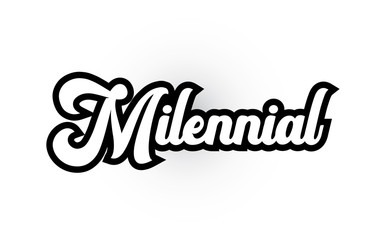 black and white Milennial hand written word text for typography logo icon design