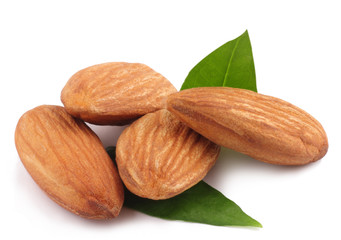 Almond nuts isolated on white background