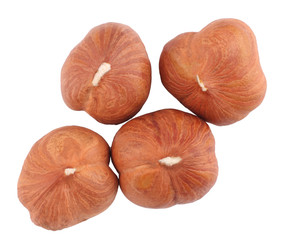 Hazelnuts isolated on white background, top view