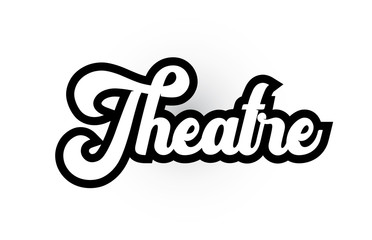 black and white Theatre hand written word text for typography logo icon design