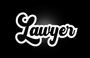 black and white Lawyer hand written word text for typography logo icon design