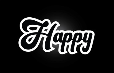 black and white Happy hand written word text for typography logo icon design