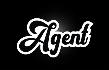 black and white Agent hand written word text for typography logo icon design