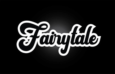 black and white Fairytale hand written word text for typography logo icon design