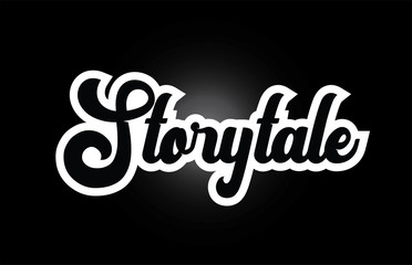 black and white Storytale hand written word text for typography logo icon design