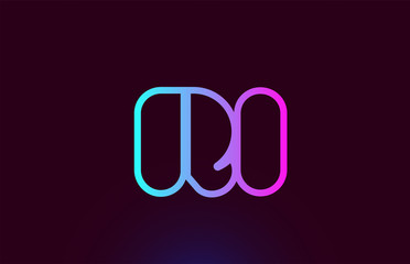 RI R I pink line alphabet letter combination logo icon design