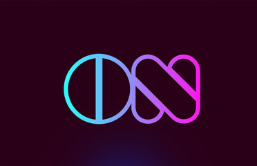 ON O N pink line alphabet letter combination logo icon design