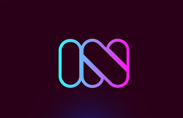 IN I N pink line alphabet letter combination logo icon design