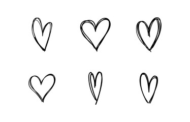 Heart doodle collection. Hand drawn hearts.