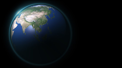 The world star view or the 3D globe from space in the star field shows the composition of this image decorated by Nasa.