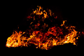 Bonfire blur silhouette Black background light. at phuket Thailand