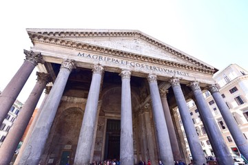 Ancient Roman Pantheon in the City Square of Rome, Italy