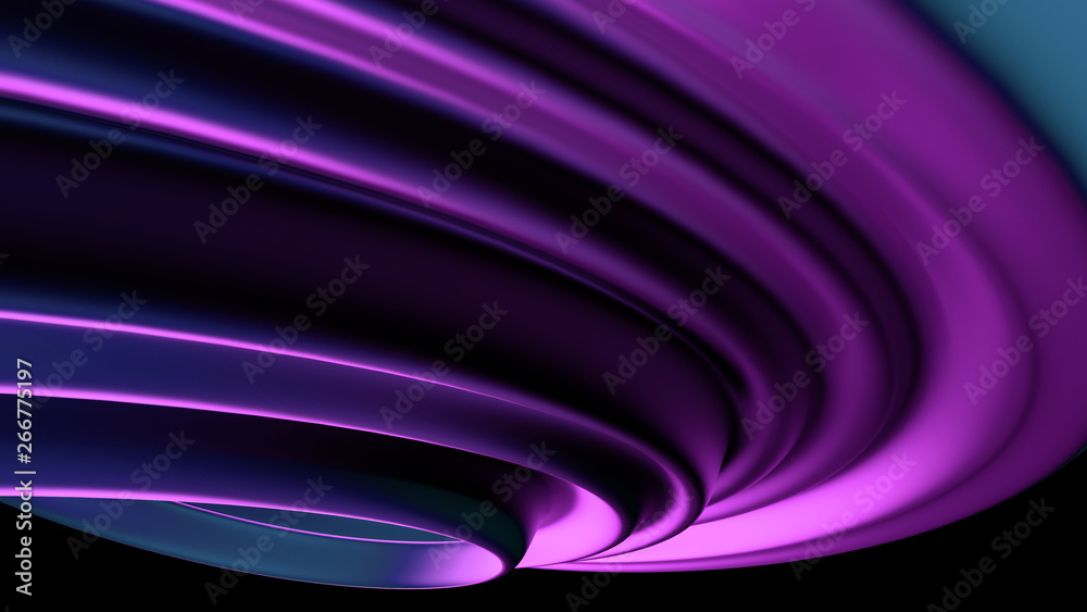 Poster 3d render abstract background with twisted geometry. swirl shape...