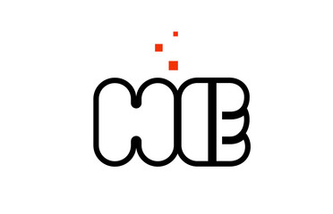 HE H E black white red alphabet letter combination logo icon design