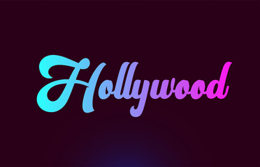 Hollywood pink word text logo icon design for typography