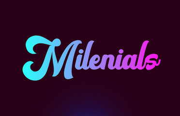 Milenials pink word text logo icon design for typography