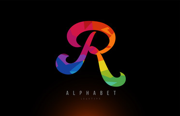 R alphabet letter rainbow colored logo company icon design