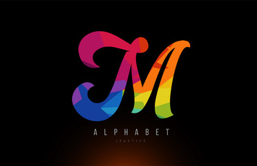 M alphabet letter rainbow colored logo company icon design