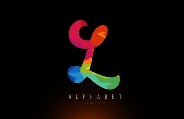 L alphabet letter rainbow colored logo company icon design