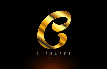 Gold golden C alphabet letter logo company icon design