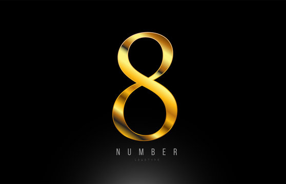 Number Gold Golden 8 Logo Company Icon Design