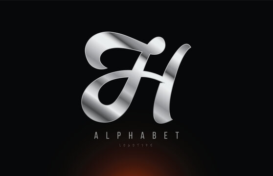Silver grey metallic letter H logo design